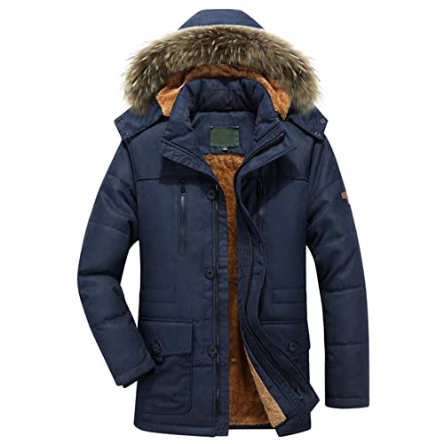 Winterjacke Herren,Herren Übergangsjacke Warm Daunenjacke mit Abnehmbarer Kapuze Daunenmantel Herbst Winter Gefütterter Steppjacke Warme Jacke Outdoorjacke Mantel Herrenjacken von Generic