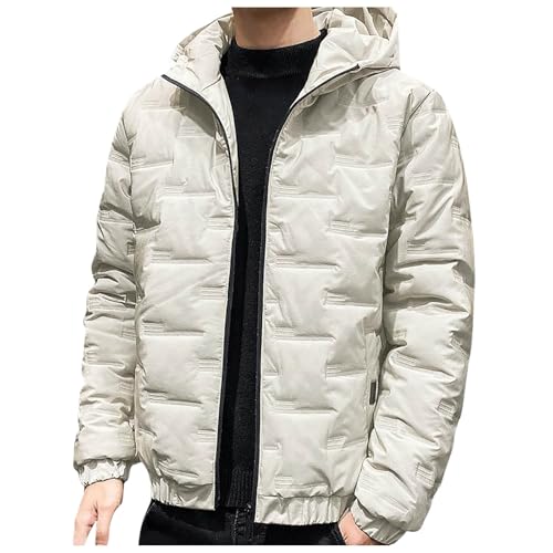 Winterjacke Herren Daunenjacke mit Kapuze Warm Jacke Leichte Steppjacke Winter Herren-Jacken Bequeme Kapuzenjacke Casual Puffer Jackets Basic Übergangsjacke Outdoor Softshelljackes Baumwolle Kleidung von Generic