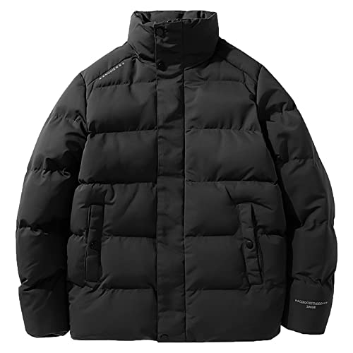 Winterjacke Herren Steppjacke PufferE Jacke ohne Kapuze Herrenjacke Übergangsjacke Männer Warm Jacke Daunenjacken Windjacke Daunenjacken für Herren Sportjacke Outdoorjacke Schwarz XL von Generic