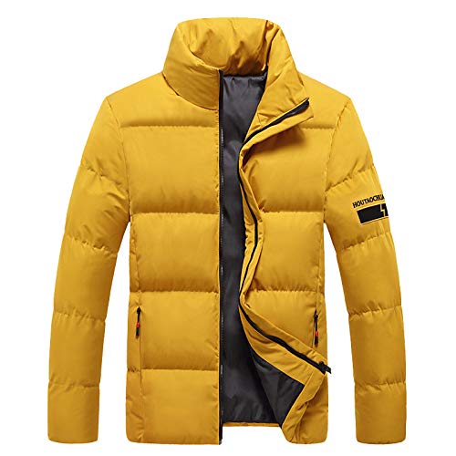 Winterjacke Herren Steppjacke Winddichte Jacke ohne Kapuze Übergangsjacke Herrenjacke Männer Warm Sweatjacke Daunenjacken Windjacke Daunenjacken für Herren Outdoorjacke Sportjacke Gelb 3XL von Generic