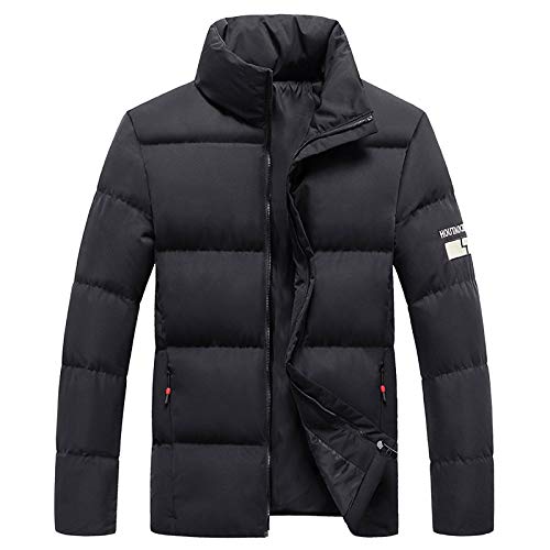 Winterjacke Herren Steppjacke Winddichte Jacke ohne Kapuze Übergangsjacke Herrenjacke Männer Warm Sweatjacke Daunenjacken Windjacke Daunenjacken für Herren Outdoorjacke Sportjacke Schwarz L von Generic