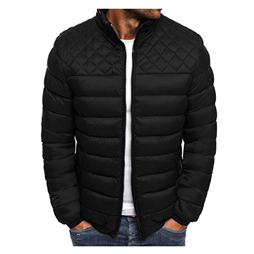 Winterjacke Herren Warm Gefüttert Übergangsjacke Leicht Steppjacke Sportlich Lange ärmel Jacke Stepp Schwarz Ohne Kapuze Gepolstert Outdoorjacke Fahrradjacke Daunenjacke Trainingsjacke für Männer von Generic