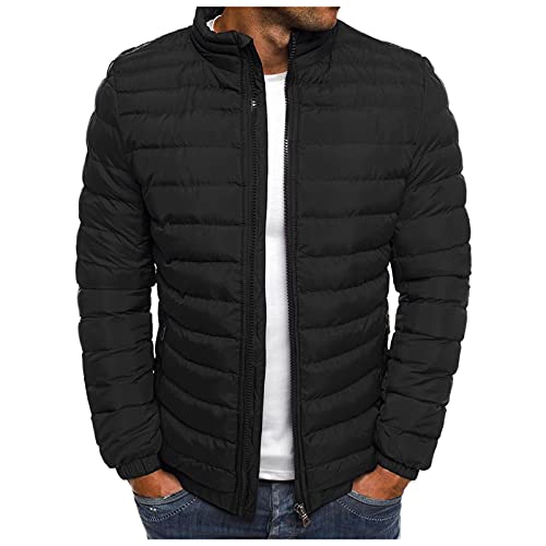 Winterjacke Herren Warm Gefüttert Übergangsjacke Leicht Steppjacke Sportlich Lange ärmel Jacke Stepp Schwarz Ohne Kapuze Gepolstert Outdoorjacke Fahrradjacke Daunenjacke Trainingsjacke für Männer von Generic