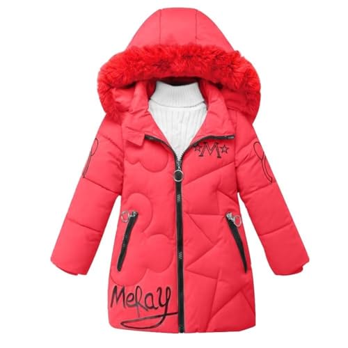 Winterjacke Mädchen Wintermantel mit Abnehmbarer Fellkapuze Warme Lang Mantel Kinder Parka Outdoor Jacke mit Buchstaben Winterjacken Für Kinder Kinder von Generic