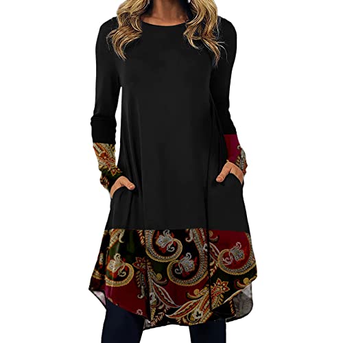 Winterkleid Damen Langarm Herbstkleid Lose Kleider Party Cocktailkleid Herbst Mini Kleid A-Linie Cocktailkleid Damen Hoodie Kleid Retro Kleider Pulloverkleid Tunika Kleid, Braun, XL, n9tozBWNn von Generic