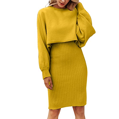 Winterkleider Damen, Damen Strickkleid Zweiteiliger Anzug Pullover Oberteil und Midi Strickrock Bodycon 2 Teilig Set Winter Bodycon Strick Kleid Pulloverkleid + Lang Rock Freizeitanzug Winterkleider Damen, Damen Strickkleid Zweiteiliger Anzug Pullover Oberteil und Midi Strickrock Bodycon 2 Teilig Set Winter Bodycon Strick Kleid Pulloverkleid + Lang Rock Freizeitanzug von Generic