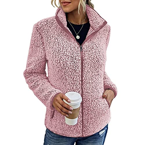 Wintermantel Damen,Oversize Mantel Karierter Mantel Vintage Jacke Blazer Elegant Mantel Mit Pelzkragen Bonprix Tragejacke Blazer Kurz Sch Erjacke Kaschmir Cardigan(Rosa,XL) von Generic