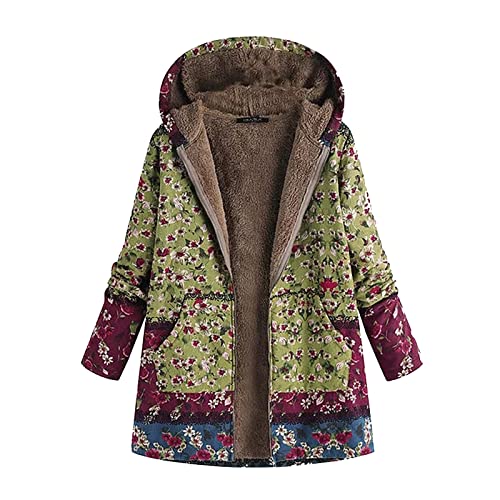 Wintermantel Damen,Regenjacke Wasserdicht Weste Dame Jacke Frauen Fell Weste Wintermantel 2022 Cord Jacke Herbstjacke 2022 Edc Strickjacken Russische Mäntel(3-Grün,5XL) von Generic