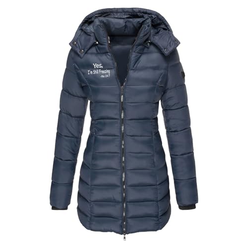 Wintermantel Damen Einfarbig Winterjacke Lang Dicke Warme Steppmantel Winter Daunenjacke mit Kapuze Outdoor Wattierte Puffer Coat Daunenmantel Skijacke Winterparka Blitzangebote Des Tages von Generic