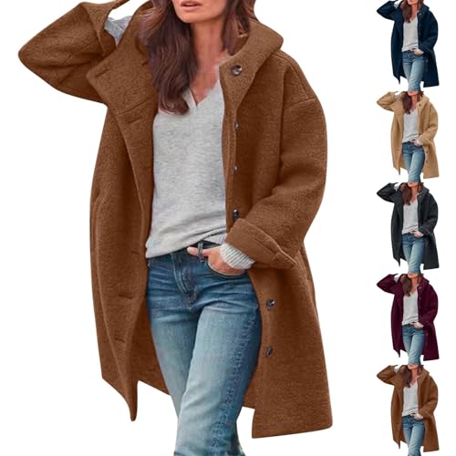 Wintermantel Damen Große Größen - Steppmantel Damen Winter Lang - Damenmantel Große Größen Sweatjacke Fleecejacke Langen Mantel Übergangsjacke Fleecemantel Outdoorjacke Jacke-Mantel-Parka von Generic