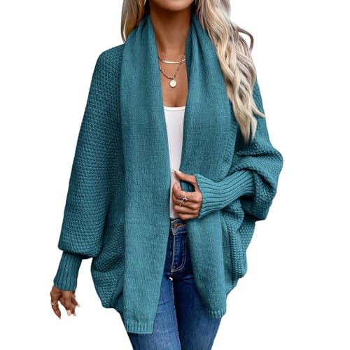 Wintermantel Damen Lang Damen Cardigan Langarm Strickjacke Herbst Winter Casual Offene Front Sweater Lose Laternenärmel Elegante Übergroße Pullover One Size Green Wintermantel Damen Lang Damen Cardigan Langarm Strickjacke Herbst Winter Casual Offene Front Sweater Lose Laternenärmel Elegante Übergroße Pullover One Size Green von Generic