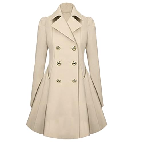 Wintermantel Damen Lang -Trenchcoat Damen Winter Gothic Mantel Herbst Zweireihig Revers Parka Übergangsjacke Langarm Softshellmantel Elegant Winterjacke mit Taschen A-Linie Jacken für Frauen Wintermantel Damen Lang -Trenchcoat Damen Winter Gothic Mantel Herbst Zweireihig Revers Parka Übergangsjacke Langarm Softshellmantel Elegant Winterjacke mit Taschen A-Linie Jacken für Frauen von Generic