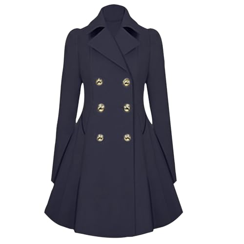 Wintermantel Damen Lang -Trenchcoat Damen Winter Gothic Mantel Herbst Zweireihig Revers Parka Übergangsjacke Langarm Softshellmantel Elegant Winterjacke mit Taschen A-Linie Jacken für Frauen Wintermantel Damen Lang -Trenchcoat Damen Winter Gothic Mantel Herbst Zweireihig Revers Parka Übergangsjacke Langarm Softshellmantel Elegant Winterjacke mit Taschen A-Linie Jacken für Frauen von Generic