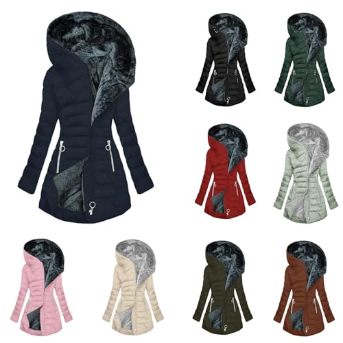 Wintermantel Damen Warm Fleece Damenmantel Gefüttert Bequemes Winterparka Winter Einfarbig Steppmantel Jacke mit Kapuze Parka Winddicht Lange Outdoorjacke Elegant Langarm Sportjacke Wintermantel Damen Warm Fleece Damenmantel Gefüttert Bequemes Winterparka Winter Einfarbig Steppmantel Jacke mit Kapuze Parka Winddicht Lange Outdoorjacke Elegant Langarm Sportjacke von Generic