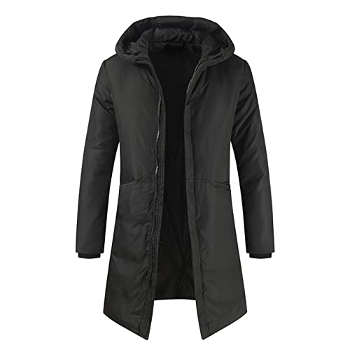 Wintermantel Herren Lang Steppjacke Winterjacke Winddichte Jacke Kapuze Herrenjacke Übergangsjacke Männer Warm Outdoorjacke Windjacke Daunenjacken Steppjacken für Herren Sportjacke Schwarz 3XL von Generic