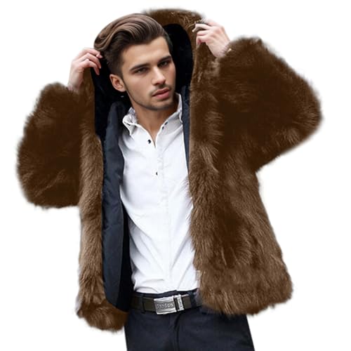 Wintermantel Herren Pelzmantel Winterjacke Kurze Kunstpelz Mantel Reverskragen Plüsch Strickjacke Warme Felljacke Pelz Jacke Faux Fur Pelzjacke Fellmantel Wolljacken Winterjacke Männer Parka von Generic
