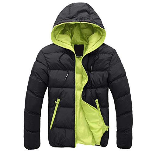 Wintermantel Wolle Herren Elegante Slim Fit Einfarbig Windbreaker Jacke Winterjacke Gefüttert Übergangsjacke Herren Winter Fleecejacke Herren Jacke übergangsjacke Männer (Schwarz, XXL) von Generic