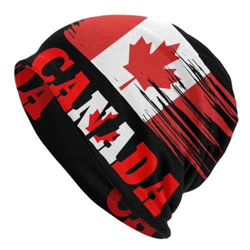 Wintermützen Kanada Kanadische Flagge Strickmützen Weiche Beanie Winter Mütze Atmungsaktivem Winter Beanie Mütze Für Sports Outdoor Herren von Generic