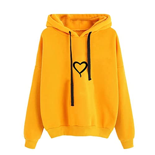 Winterpullis Damen Kapuzenpulli Pulli Langärmeliges bequemes Top Sweatshirt Mit Reißverschluss (Yellow, L) von Generic