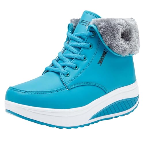 Winterschuhe Damen Kurzschaft Schneestiefel Plüsch Baumwolle Winter rutschfeste Warm Stiefel Retro Dicke Winterstiefel Gefüttert Plattform Stiefeletten Winter Schneeschuhe von Generic