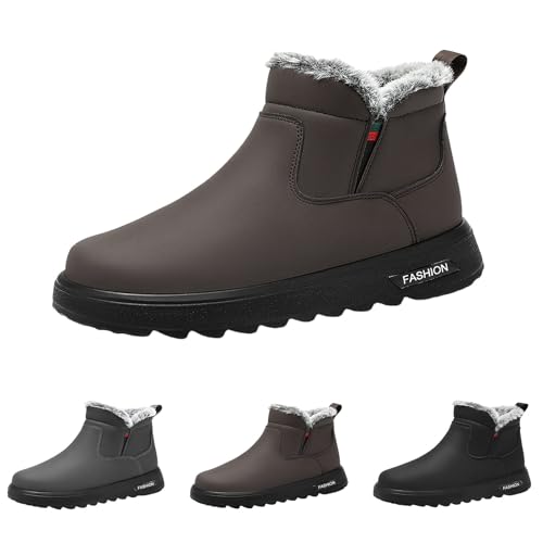 Winterschuhe Damen Weite H - Stiefeletten Damen Gefüttert Schneestiefel Flach rutschfest Skischuhe Leichte Wanderstiefel Kurzschaft-Stiefel-Boots Slip-On Freizeitschuhe Bequem Damenschuhe von Generic