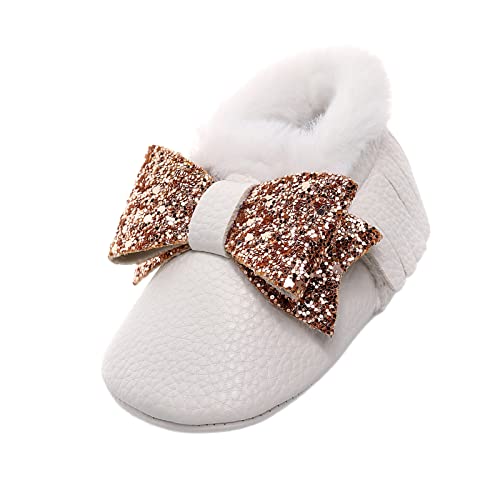 Winterschuhe Für Kinder Säuglingsschnee Baby Bowknot Schuhe Baumwolle Babyschuhe Schuhe Winter 20 (White, 20.5 Toddler) von Generic