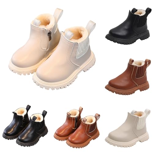 Winterschuhe Mädchen Winterstiefel Kinder Stiefeletten Seitlicher Reißverschluss Booties Fleece Winddichte Kurze Stiefel Stiefeletten Stiefel Mädchen von Generic