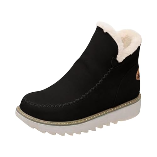 Winterschuhe Warme Gefütterte Damen - Winterstiefel Wasserdicht Trekkingschuhe Plateau Keilstiefeletten Rutschfeste Schneestiefel Bequem Thermostiefel Winter Wanderschuhe Kurzschaft Boots von Generic