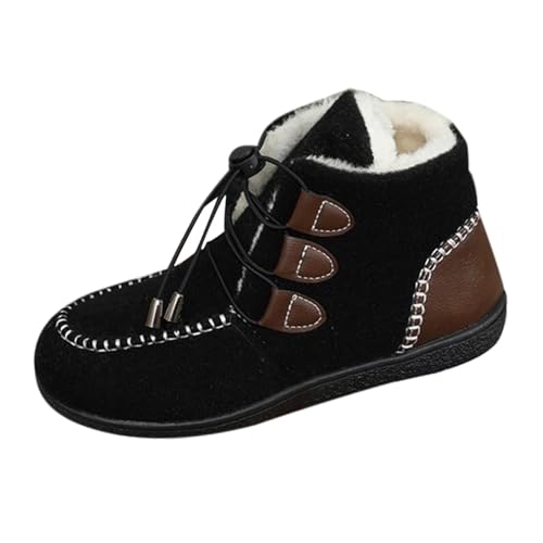 Winterschuhe Westernstiefel Damen Schwarze Cowboy Boots Halbhoch Mit Absatz Outdoor Cowboy Stiefel Breit Winterstiefel Kurz Ankle Boots Cowboystiefel Schwarz Elegant von Generic