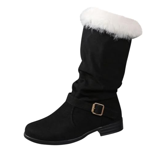 Winterstiefel Cowboystiefel Damen Elegant Winterstiefel Schwarze Boots Braun Breit Halbschuhe Breit Chelsea Boots Wildleder Stiefeletten Schwarz Elegant von Generic