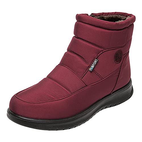 Winterstiefel Damen Gefüttert Plateau - Schneestiefel Mit Seitlichem Reißverschluss Wasserdicht Halbstiefel Leichte Wanderschuhe rutschfest Winterboots Warm Skischuhe Bequem Freizeitschuhe von Generic