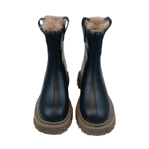 Winterstiefel Damen Gefüttert Und Wasserdicht - Plateau Stiefeletten Damen 70Er Springerstiefel Mit Blockabsatz Profilsohle Rundzehe Kurzschaftstiefel Halbhohe Chelseaboots Bikeboots Winterstiefel Damen Gefüttert Und Wasserdicht - Plateau Stiefeletten Damen 70Er Springerstiefel Mit Blockabsatz Profilsohle Rundzehe Kurzschaftstiefel Halbhohe Chelseaboots Bikeboots von Generic