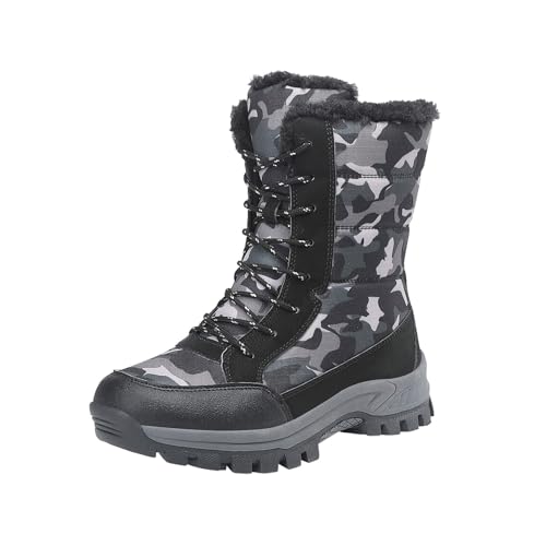 Winterstiefel Damen Gefütterte Stiefel Warm Schneestiefel Wasserdicht Schuhe Stiefeletten Outdoor Rutschfeste Wanderschuhe Winterboots Schneestiefel Outdoor Trekking Walking Stiefel (Black, 39) von Generic
