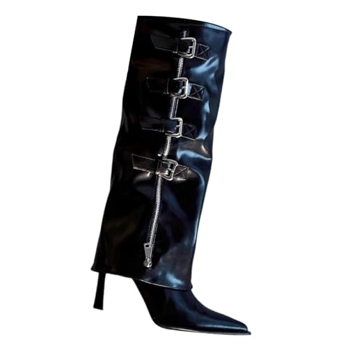 Winterstiefel Damen Halbhoch Cowboy Stiefeletten Leder Herbst Stiefel Braun Outdoor Winterschuhe Elegant Westernstiefel Braun Ankle Boots Cowboystiefel Breit Elegant von Generic