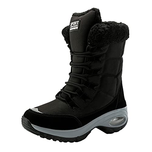 Winterstiefel Damen Wasserdicht Warme Gefüttert Winterschuhe Damen Höhe Wasserdicht Softshell Vamp Schneestiefel Warme Stiefel Winter Rutschfeste Mittelhoher Boot Unisex Outdoor von Generic