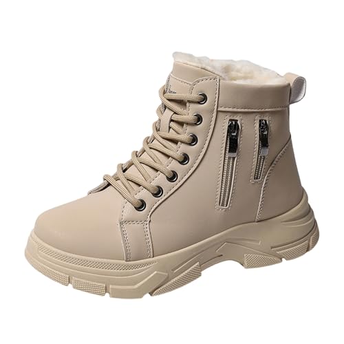 Winterstiefel Damen Winterschuhe mit Gefüttert Warm Flüssig Futter Wärmeschutz Rutschschutz Wanderschuhe Snow Boots Schneestiefel Winterboots Wandern Arbeiten Camping Stiefel (Khaki, 41) von Generic