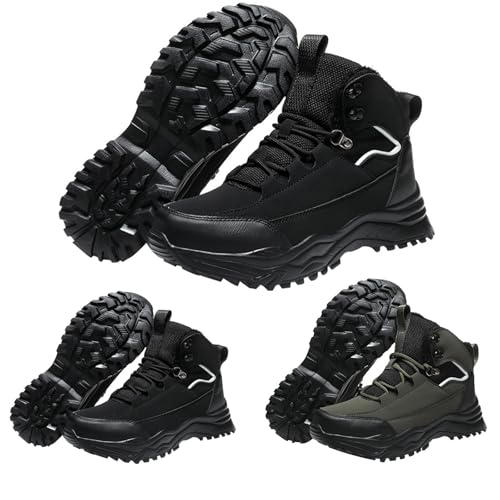 Winterstiefel Herren Gefüttert - Schneestiefel Ohne Reißverschluss Skistiefel Orthopädische Winterschuhe rutschfeste Laufsohle Schneeboots Schnürsenkel Thermostiefel Outdoor Wanderstiefel von Generic