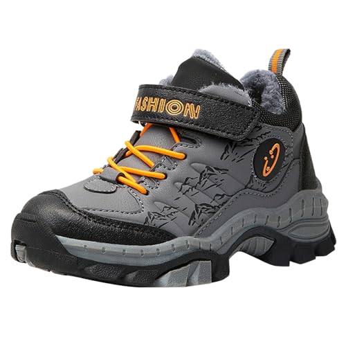 Winterstiefel Junge - Breiter Zehe Wanderschuhe Kinder Barfußschuhe Leicht Traillaufschuhe Wasserdicht Chelsea Boots Kunstfell Gefütterte Schneestiefel Outdoor rutschfeste Winterschuhe von Generic