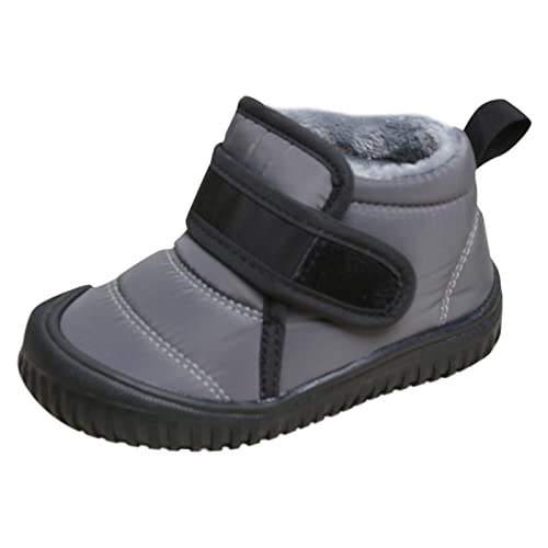 Winterstiefel Mädchen Schneestiefel Kinder Mädchen, kaltes Wetter, Baby-Kunstschuhe, Klettverschluss, Thermisch gefütterte Schneestiefel Winterschuhe Kinder Stiefel Mädchen (Grey, 24 Toddler) von Generic