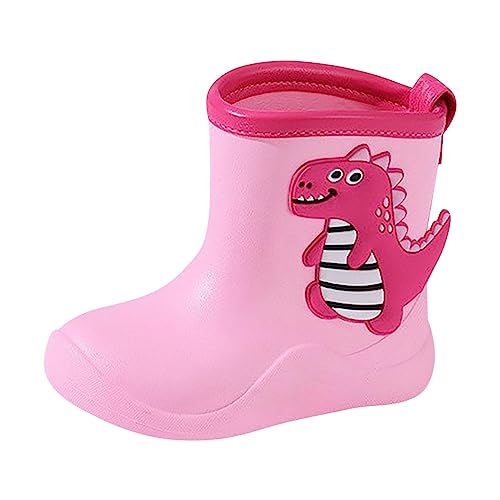 Winterstiefel Mit Klettverschluss Herren Mädchen Baby Cartoon Dinosaurier Regen Schuhe Rutschfeste Gummistiefel Wasserfest Jungen (Pink, 28 Little Child) von Generic