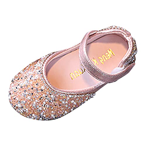 Winterstiefel Wasserdicht 35 Mode Frühling und Sommer Kinder Tanzschuhe Kleid Show Prinzessin Schuhe Runde Zehe Perle Strass Pailletten Winterstiefel Kinder 36 (Pink, 33.5 Big Kids) von Generic