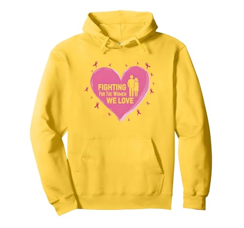 Wir kämpfen für die Frauen, die wir lieben: Brustkrebsbewusstsein Pullover Hoodie, Unisex für Erwachsene, Gelb, XL von Generic