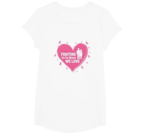 Wir kämpfen für die Frauen, die wir lieben: Brustkrebsbewusstsein T-Shirt, Girls, Weiß, XS von Generic
