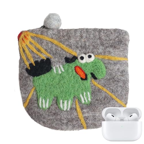 Wollfilz-Geldbörse – Tier-Wollfilz-Münztasche, Birnen-Münztasche, orangefarbene Münzaufbewahrung, Geldbörse, gefilzte Geldbörse, Tier-Wollfilz, kleine Geldbörse, Dinosaurier-Tasche, Refer to von Generic