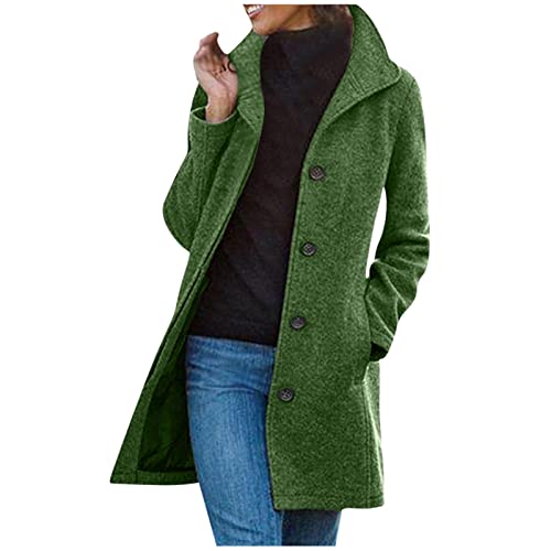 Wolljacke Damen Lang Trenchcoat Festlich Mantel Bequem Winterjacke mit Taschen Weich Wollmantel Holzfällerjacke Übergangsjacke Einreihig Wollmantel Frauen Trachten Streetwear Jacke für Kleid von Generic