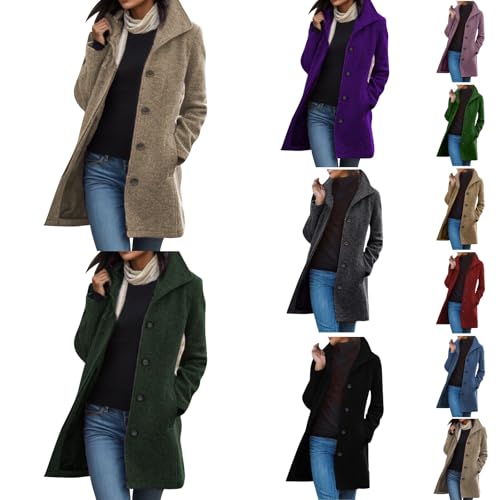 Wolljacke Damen Warme Lang Mantel Locker Trenchcoat Longline Winterjacke Mit Taschen Wollmantel Hemdjacke Wool Coat Einreihig Urlaub Freizeit Damenbekleidung Damenjacke Wolljacke Damen Warme Lang Mantel Locker Trenchcoat Longline Winterjacke Mit Taschen Wollmantel Hemdjacke Wool Coat Einreihig Urlaub Freizeit Damenbekleidung Damenjacke von Generic