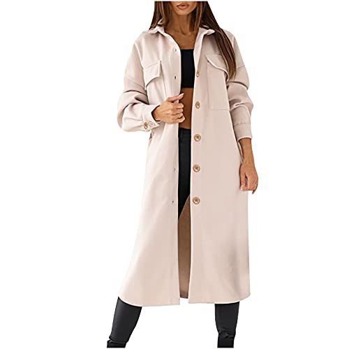 Wolljacke Damen Winterjacke Elegant Loose Wollmantel Lang Mode Trenchcoat Mantel Übergangsjacke Sweat Knöpfe Holzfällerjacke Sportlich Oberteile Jacket für Kleid von Generic