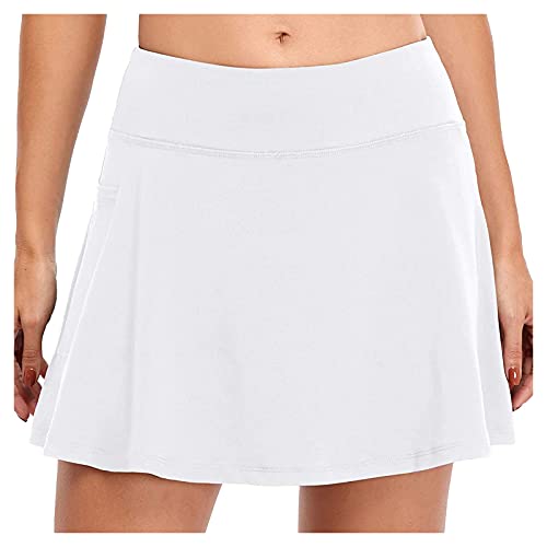 Wollrock Damen Kurz Frauen Röcke Sports mit Taschen elastische Skorts Innere Tennis-Shorts Goldrock Strick Mädchen von Generic