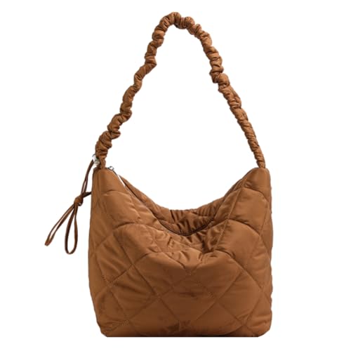 Women Averarm Bag Solid Color Puffer Crossbody Bag gesteppte Handtasche Umhängetasche mit Reißverschluss Mode for Büroschule Arbeit for den täglichen Einkaufen for die Arbeitsschule (Khaki) von Generic