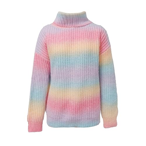 Women Jumpers Turtleneck Sweater Solid Color Pullover Basic Cable Knit Sweater Long Sleeve Baggy Top Elegant Pullover Clothing D-01 (Pink, S) von Generic